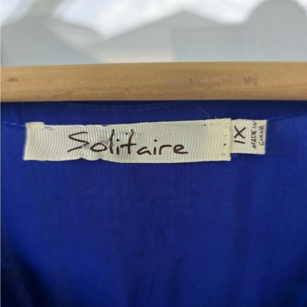 Solitaire Eyelet Tunic Lace Top Sz 1X Plus Blue Women's 3/4 Sleeve Coastal - Picture 7 of 16